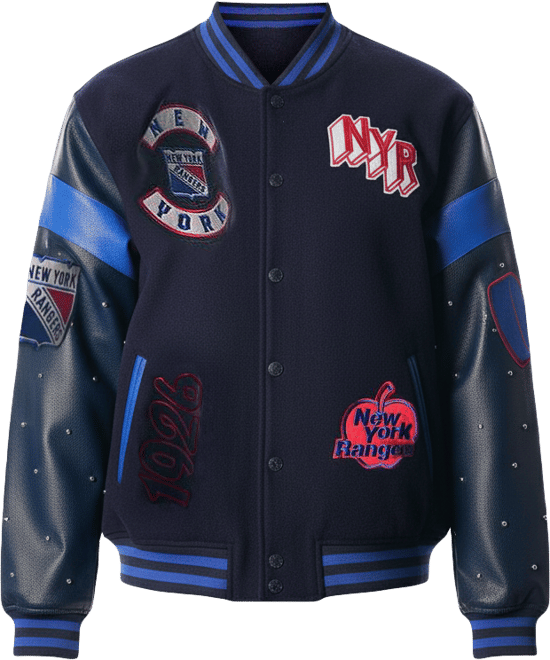 Women's Blue New York Rangers Full-Snap Varsity Jacket