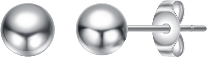 Sterling Silver White Gold Plated Round Ball Stud Earrings
