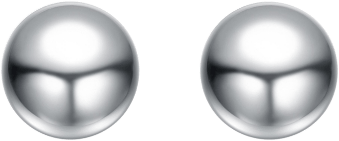 Sterling Silver White Gold Plated Round Ball Stud Earrings