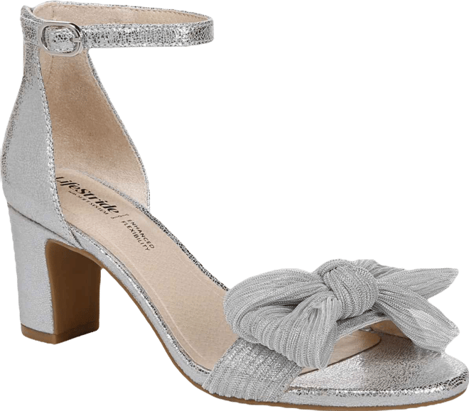 Women's Florence-Bow Two Piece Block Heel Ankle Strap Sandals