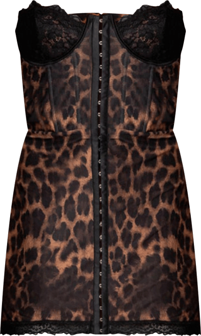 Womens Leopard Lacey Printed Corset Mini Dress