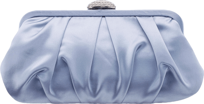 Pleated Frame with Crystal Clasp Clutch