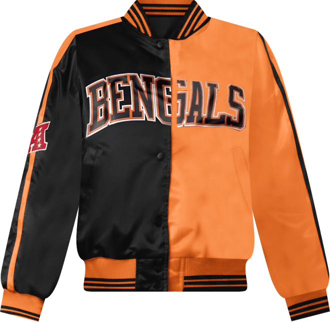 Women's Black/Orange Cincinnati Bengals Zone Blitz Cropped Full-Snap Satin Jacket