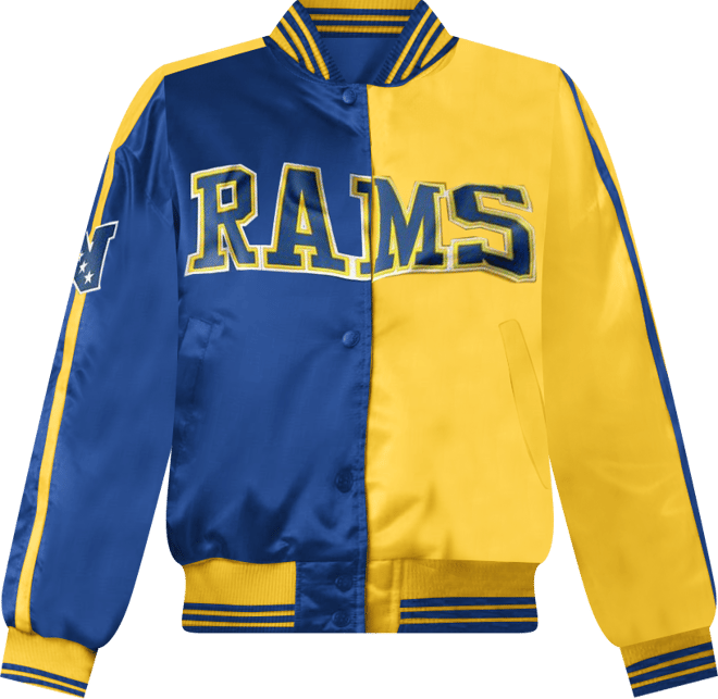 Women's Royal/Gold Los Angeles Rams Zone Blitz Cropped Full-Snap Satin Jacket