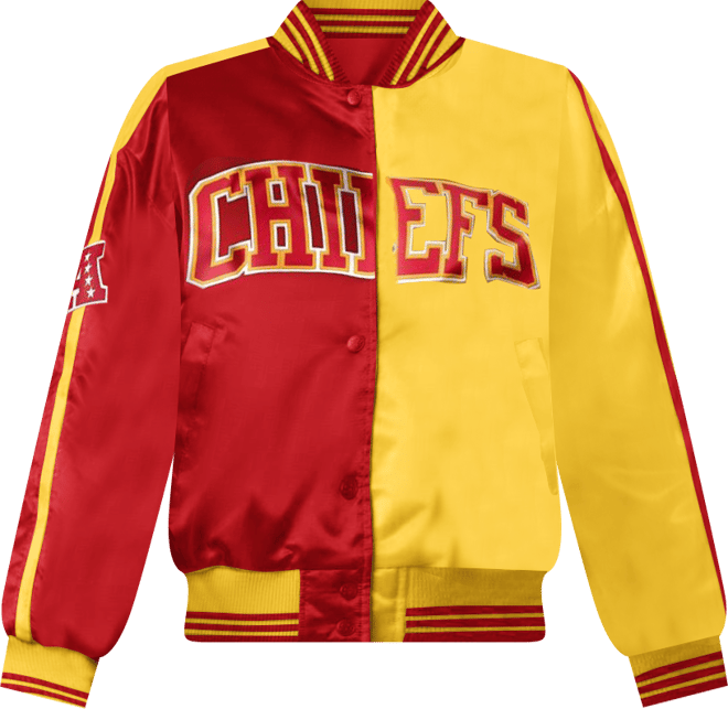 Women's Red/Gold Kansas City Chiefs Zone Blitz Cropped Full-Snap Satin Jacket