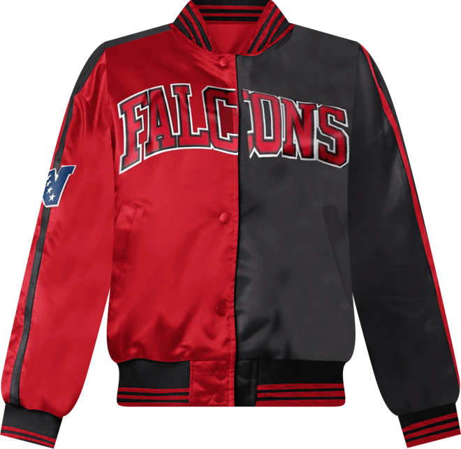 Women's Red/Black Atlanta Falcons Zone Blitz Cropped Full-Snap Satin Jacket