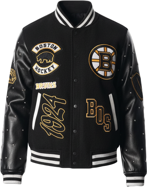 Women's Black Boston Bruins Full-Snap Varsity Jacket