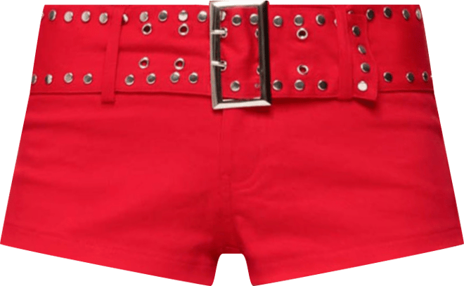 Women's Studded Belt Denim Micro Shorts