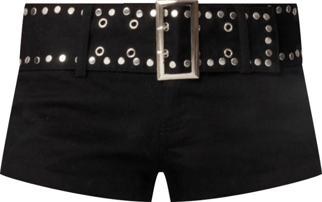 Women's Studded Belt Denim Micro Shorts