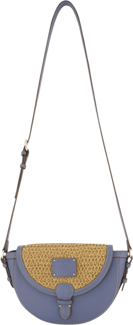 Raffia/Pu Crossbody Flap Bag