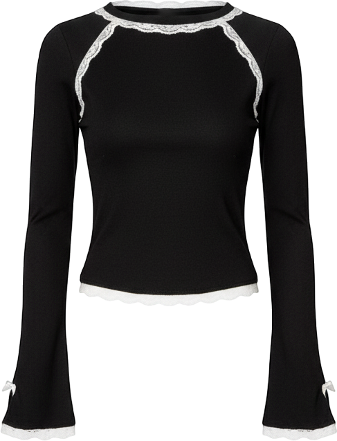 Womens Edith Lacey Ribbed Top