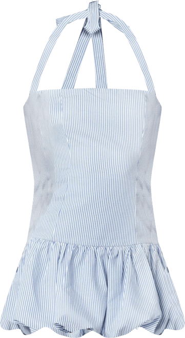 Womens Pinstripe Bubble Skirt Mini Dress