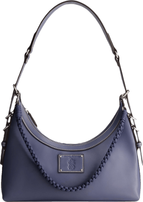 Debossed Logo Zip-Top Hobo Bag