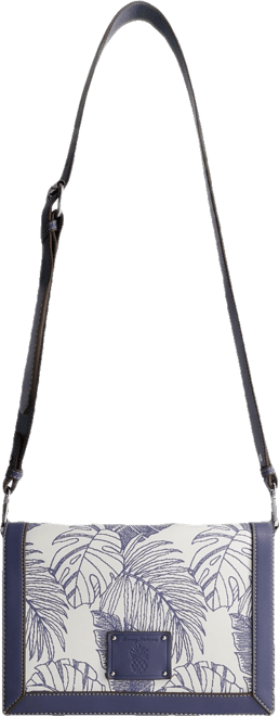 Graphic Leaf Print City Messenger Bag