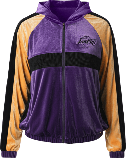 Women's Purple Los Angeles Lakers Velour Full-Zip Track Jacket Hoodie
