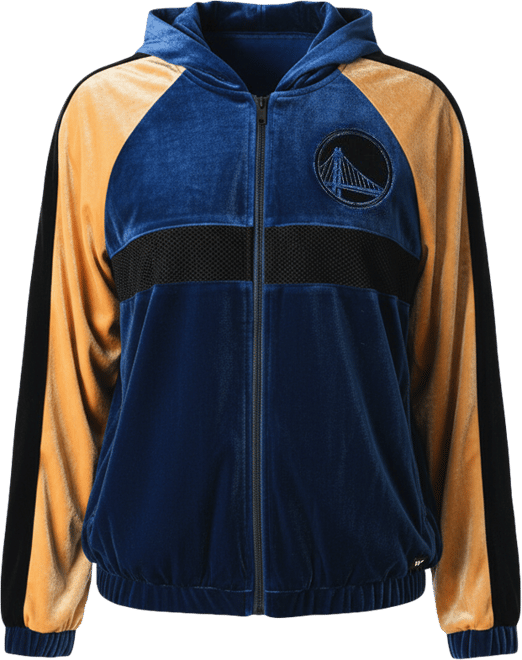 Women's Blue Golden State Warriors Velour Full-Zip Track Jacket Hoodie