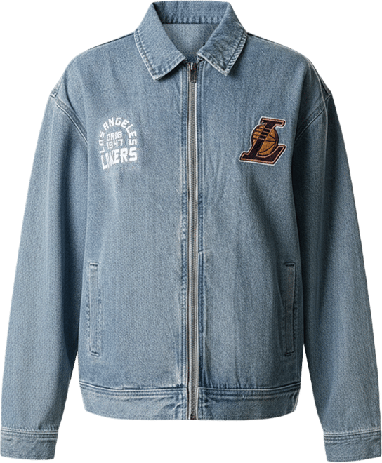 Men's and Women's Blue Los Angeles Lakers Coaches Full-Zip Denim Jacket