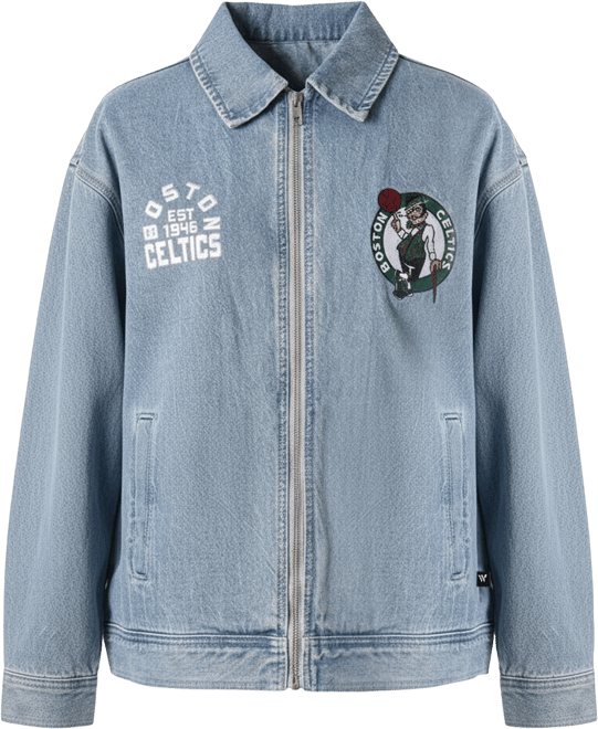 Men's and Women's Blue Boston Celtics Coaches Full-Zip Denim Jacket