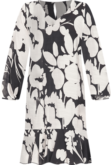 Petite Printed V-Neck Tiered Shift Dress
