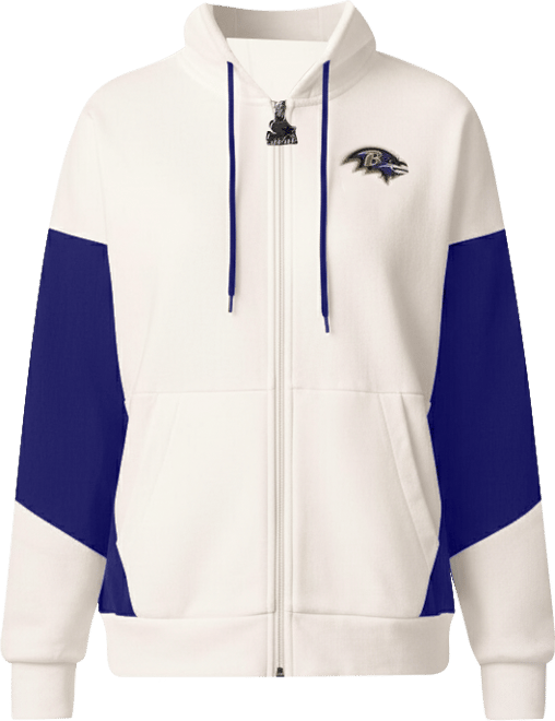 Women's White Baltimore Ravens Scrimmage Full-Zip Hoodie