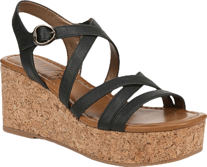 Women's Aurora Open Square Toe Strappy Wedge Sandals