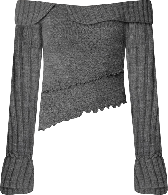 Womens Mikkie Asymmetric Fold Over Knit Top