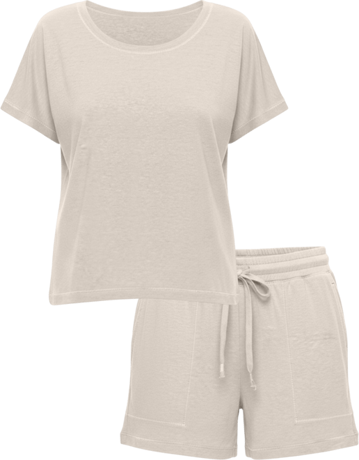 Women's Lauren Linen Jersey Pullover Top and Shorts Sleepwear