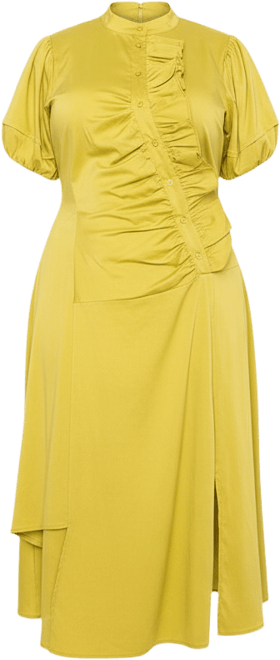 Women's Plus Size Asymmetrical Ruffle Shirt Dress