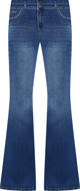 Women's High Rise Double Waist Band Flare Jeans