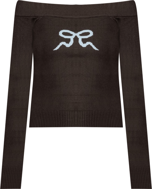 Womens Tj Off Shoulder Knit Bow Top