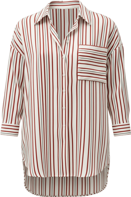 Women's Oversized Striped Silk-Twill Shirt