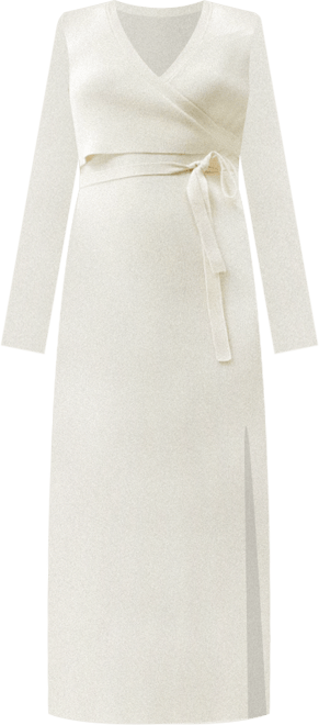 Women's Elegant Wrap-Front Silk Knit Dress