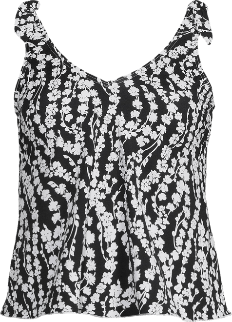 Women's D-Cup Tie Shoulder Flutter Tankini Top