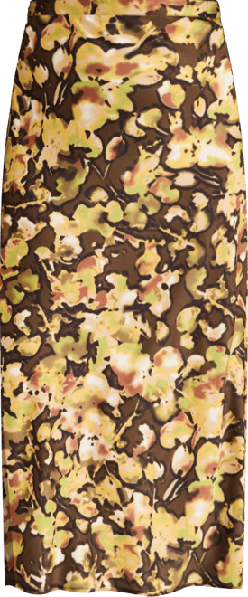 June + Vie Women's June + Vie Satin Side-Slit Midi Skirt