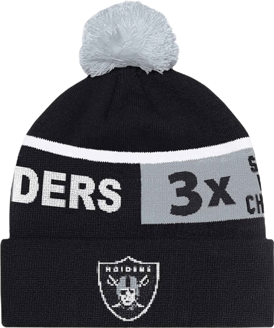 Men's and Women's Black Las Vegas Raiders Chyron Cuffed Knit Hat with Pom