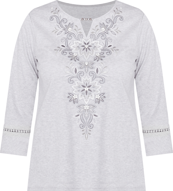 Women's Estate of Mind Embroidered Scroll Bell Sleeve Top