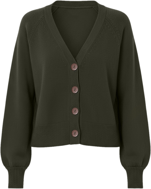 Women s Cotton Greta Cardigan in Forest Green