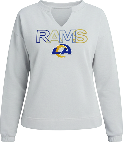 Women's Gray Los Angeles Rams Sunray Notch Neck Long Sleeve T-Shirt