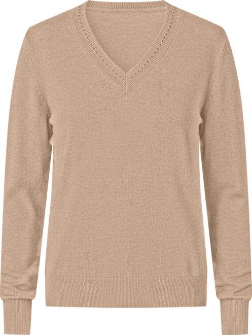 Women's Itch-Free Cashmere V-Neck Sweater with Soft Inner Lining