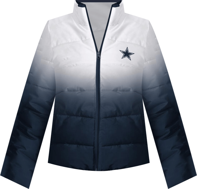 Women's White Dallas Cowboys Overtime Ombre Full-Zip Puffer Jacket