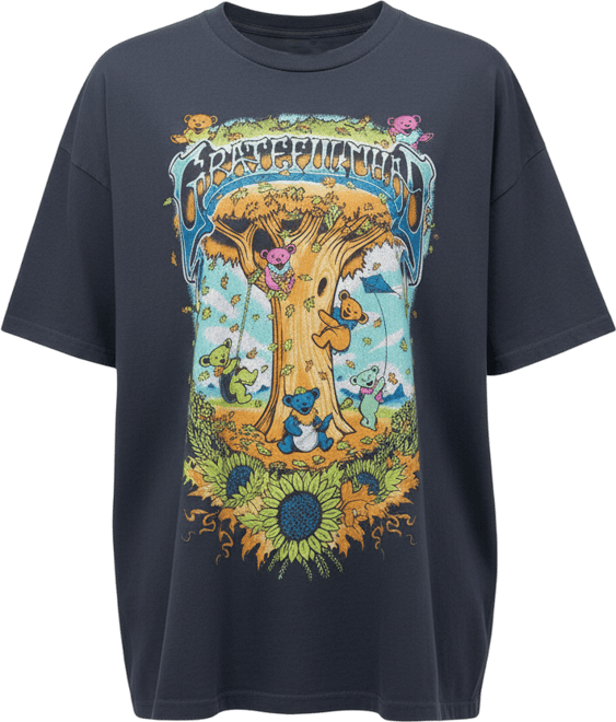 Women's Charcoal The Grateful Dead Autumn Bears Merch T-Shirt