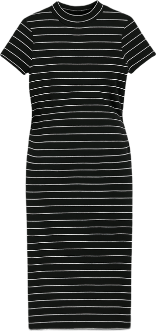 Maternity Mock Neck Short Sleeve Ribbed Midi Dress