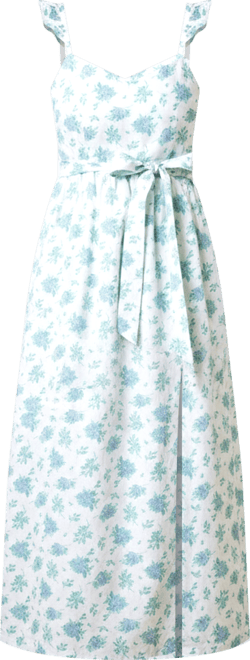 Women's Linen Flutter Sleeve Party Dress with Slit