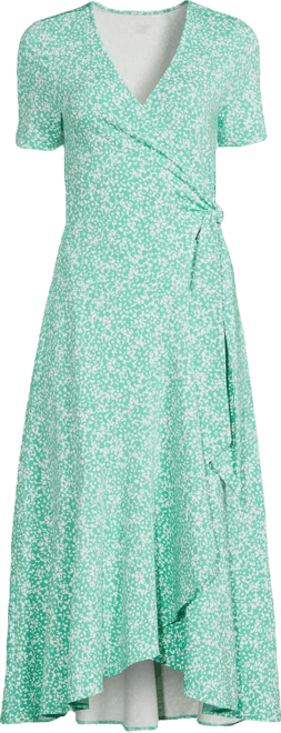 Women's Cotton Modal Vneck Wrap Midi Dress