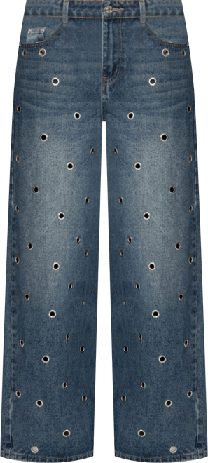 Womens Jainie Grommet Low Rise Jeans