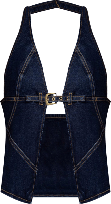 Women's Ciel Split Front Denim Halter Top