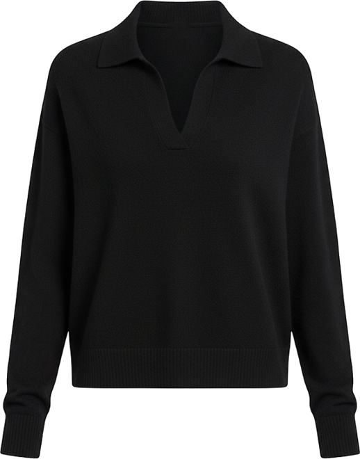 Women's Wool Cashmere Blend V Neck Collared Sweater