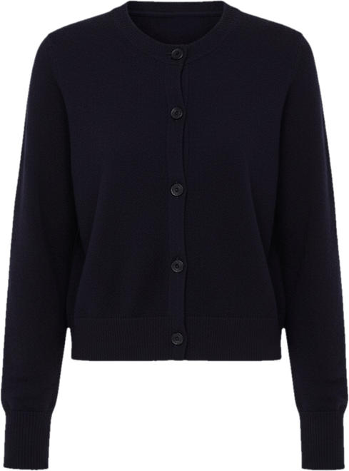 Women's Wool Cashmere Blend Crew Neck Cropped Cardigan