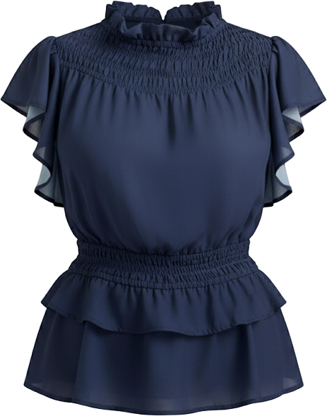 June + Vie Women's June + Vie Mockneck Ruffle Blouse