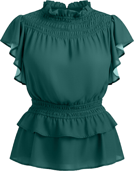 June + Vie Women's June + Vie Mockneck Ruffle Blouse